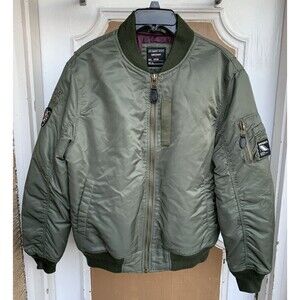 Superdry Mens MA-1 Bomber Jacket Full Zip Olive green